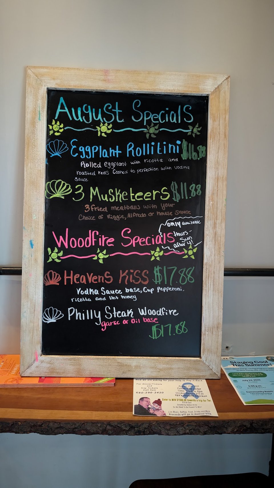 Menu page showing sides and sauces.